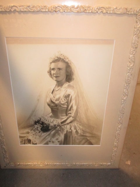 Black/White Bridal Portrait in ornate embossed frame: 16 1/2 x 21 1/2