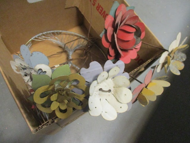 Decorative Metal Flowers (7) 18" & Tree of Life Wire Wreath - 2