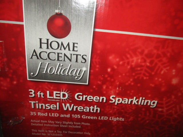 Led Green Sparkling 3 Ft. Tinsel Wreath - 2