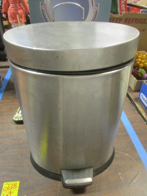 Lot-Stainless Wastebasket, Framed 10 x 12 Mirror, Natural - 2