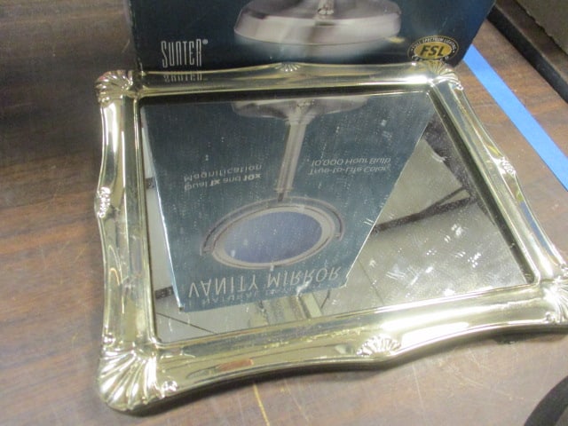 Lot-Stainless Wastebasket, Framed 10 x 12 Mirror, Natural - 4
