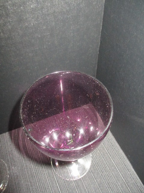 Amethyst Vtg. Crystal Purple Art Glass Goblets (Lot of 6) - 4