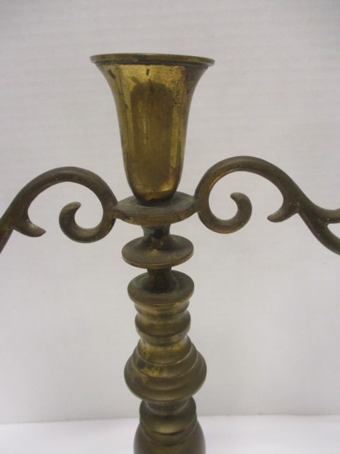Brass 3 Arm Candleabra - 4