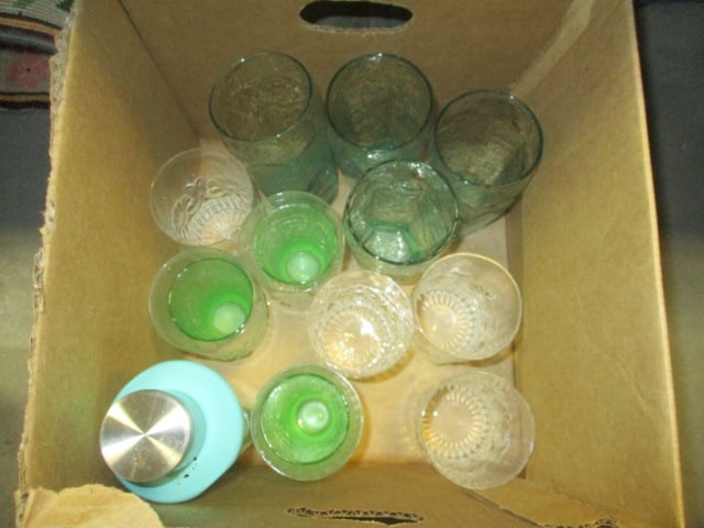Drinking Glasses-Acanthus Leaf Design, Green Textured, etc.: .