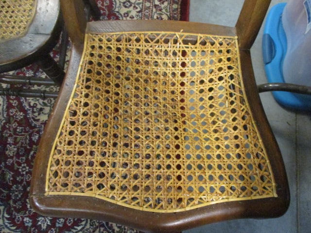 Two vintage cane seat side chairs - 3