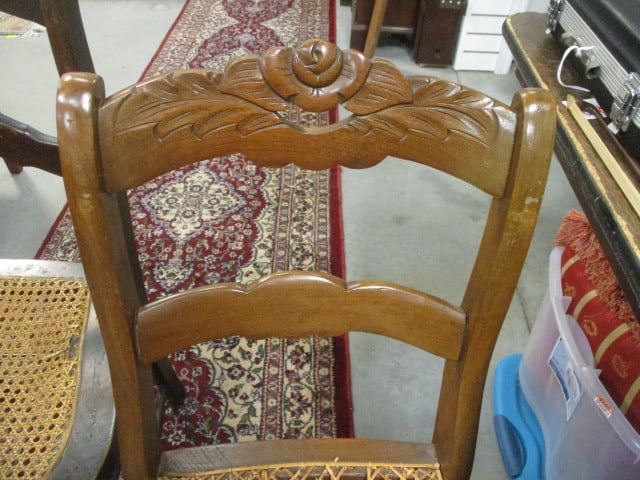 Two vintage cane seat side chairs - 4