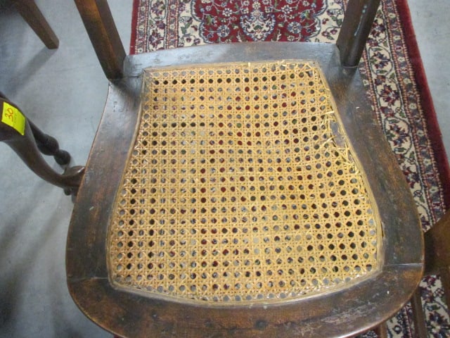Two vintage cane seat side chairs - 6
