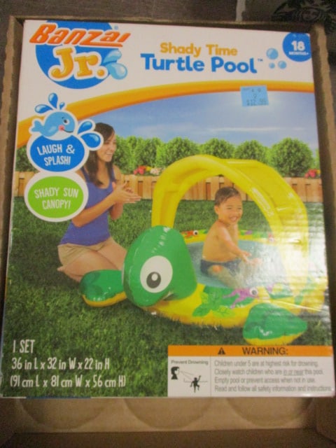 Packaged Swim Armbands & Banzai, Jr. Shady Time Turtle Pool - 5