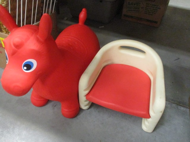 Bounce Buddies Bouncy Horse Toy & Plastic Baby Booster Seat: .