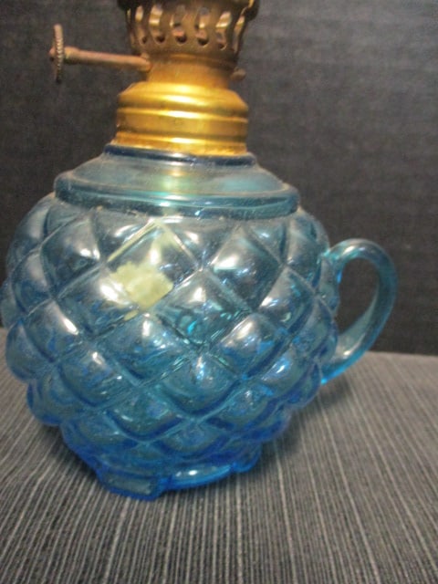 Blue Finger Quilted Kerosene Lamp - 2