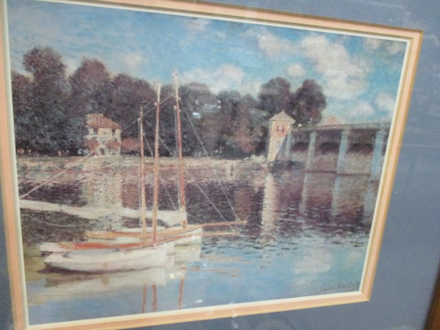 Claude Monet Lithograph Framed/Matted in Worm Hole Frame - 2