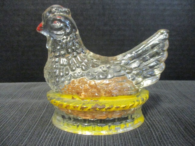 Millstein Antique Hen on Nest w/Label Inside: 4 1/2 x 5"