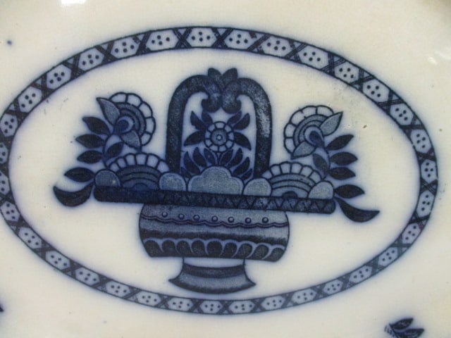 Delft Flow Blue Platter by Buttaina Pottery w/Stand - 2