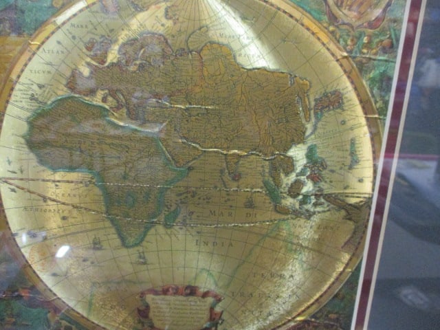 World Map Gold Foil Framed - 3