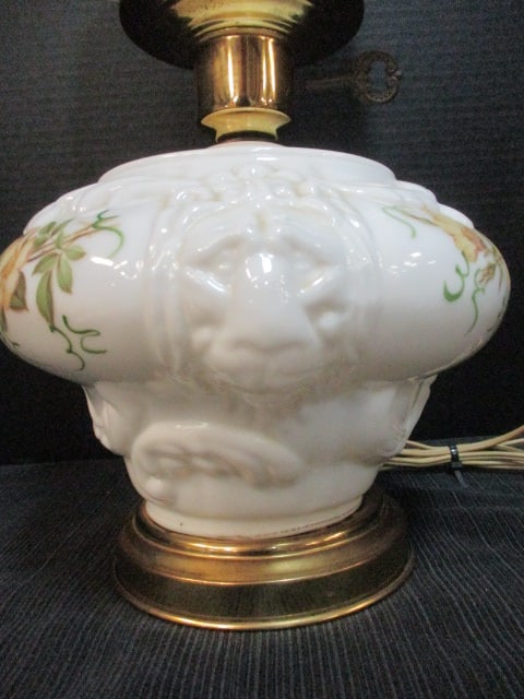 Gone with the Wind Lamp w/Floral & Lion Head Motif - 2