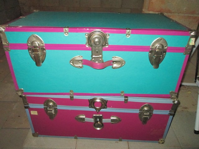 Two Colorful Footlockers: 30" x 16" x 13", Local Pickup Only