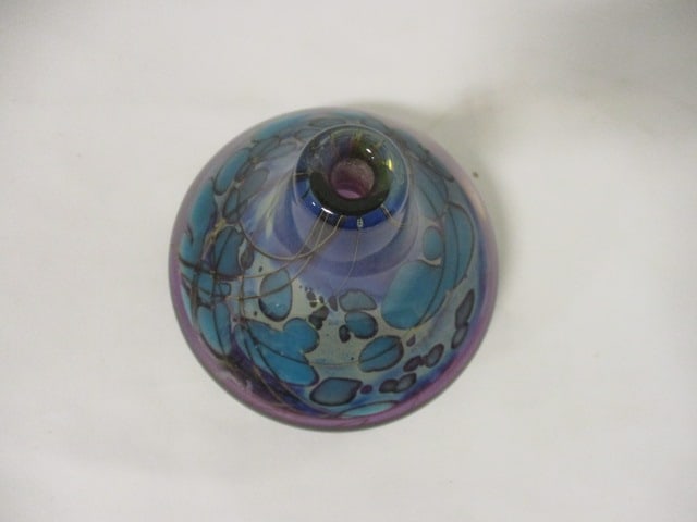 Signed Hand Blown Studio Art Glass Encased Abstract Design Vase - 2