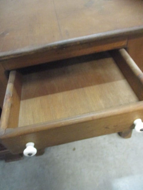 Dark Stained Pine Farmhouse Style Nightstand with Drawer and Open Shelf - 3