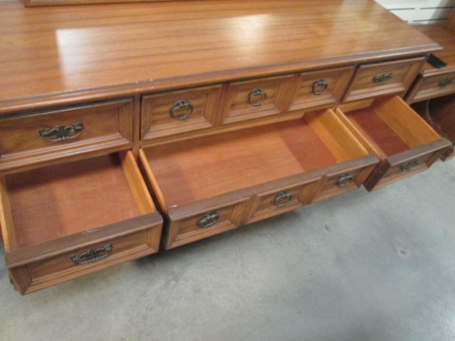 Drew Traditional Early American Style Double Dresser with Mirror - 4