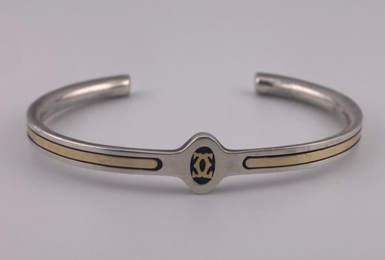 Vintage 1970's, Cartier 18k Gold & Sterling Silver Cuff Bracelet (1 of 7)