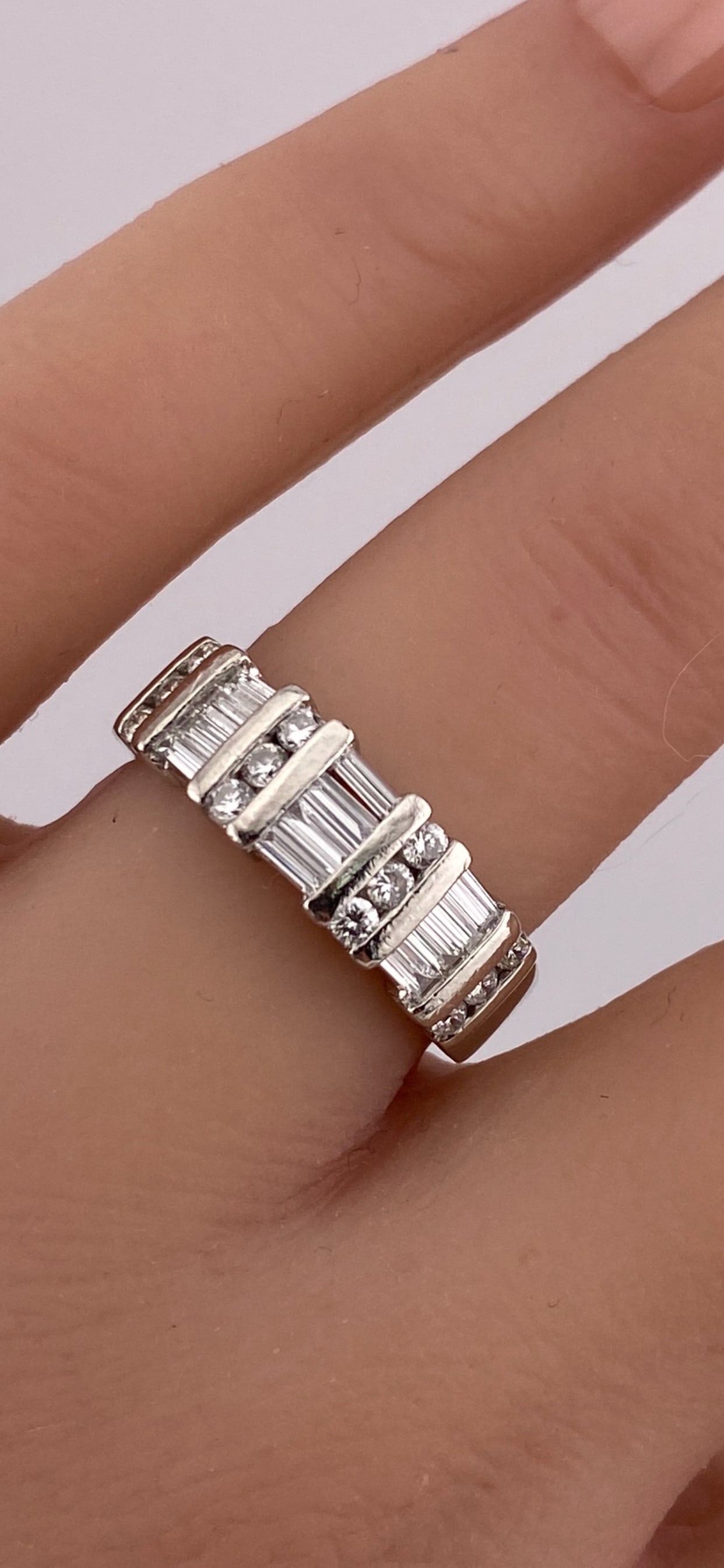 Vintage Natural Channel Set Natural Diamond & Platinum Band (1 of 8)