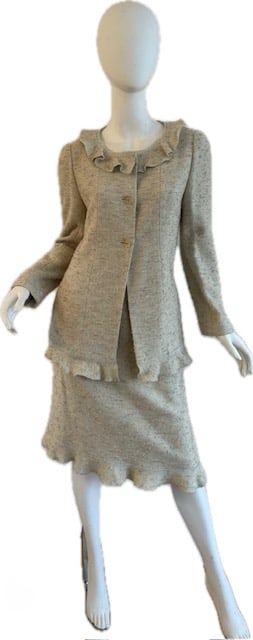 Vintage Fall Autumn, Winter, 1999 Multicolor  Tweed Boucle Chanel Jacket & Skirt Suit, Sz.42 (1 of 10)