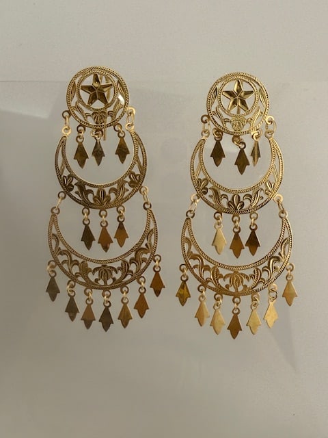Vintage 14k Yellow Gold Dangle Gypsy Style Earrings (1 of 6)