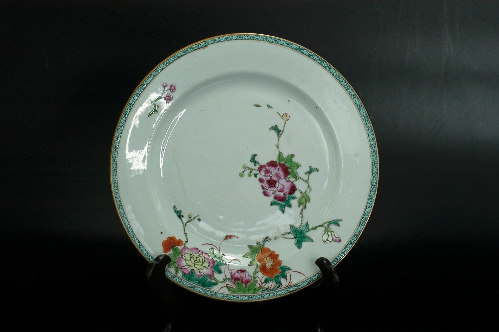 Qing Dynasty Famille Rose Prunus Branch Floral Plate (1 of 13)