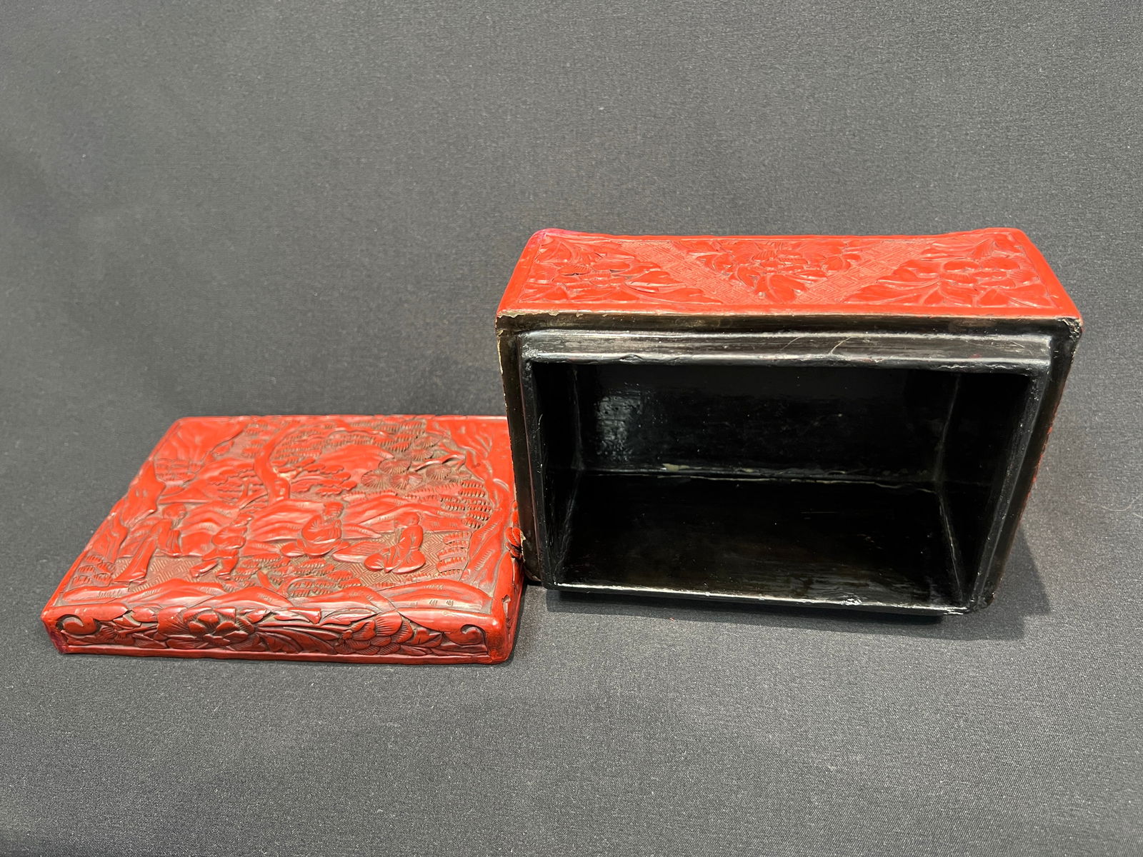 Republic Period Lacquerware Figures Rectangular Box - 4
