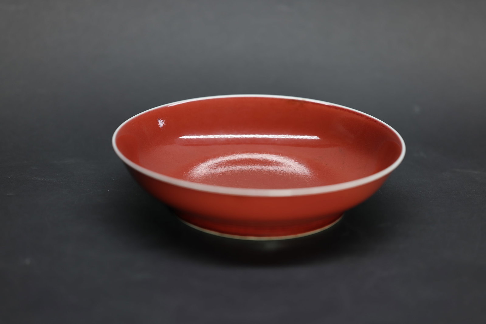 A Sacrificial-Red Dish, Qing Dynasty, Xuande Mark (1 of 8)