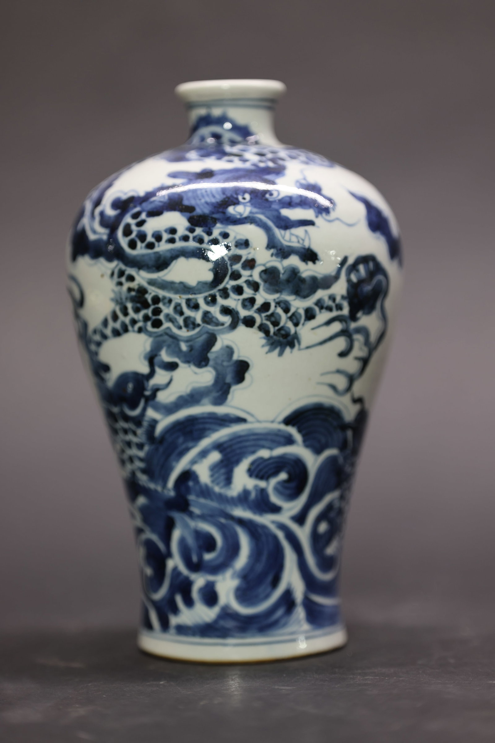 A 'Qianlong'-Style Blue and White 'Dragon' Meiping, Late Qing Dynasty (1 of 5)