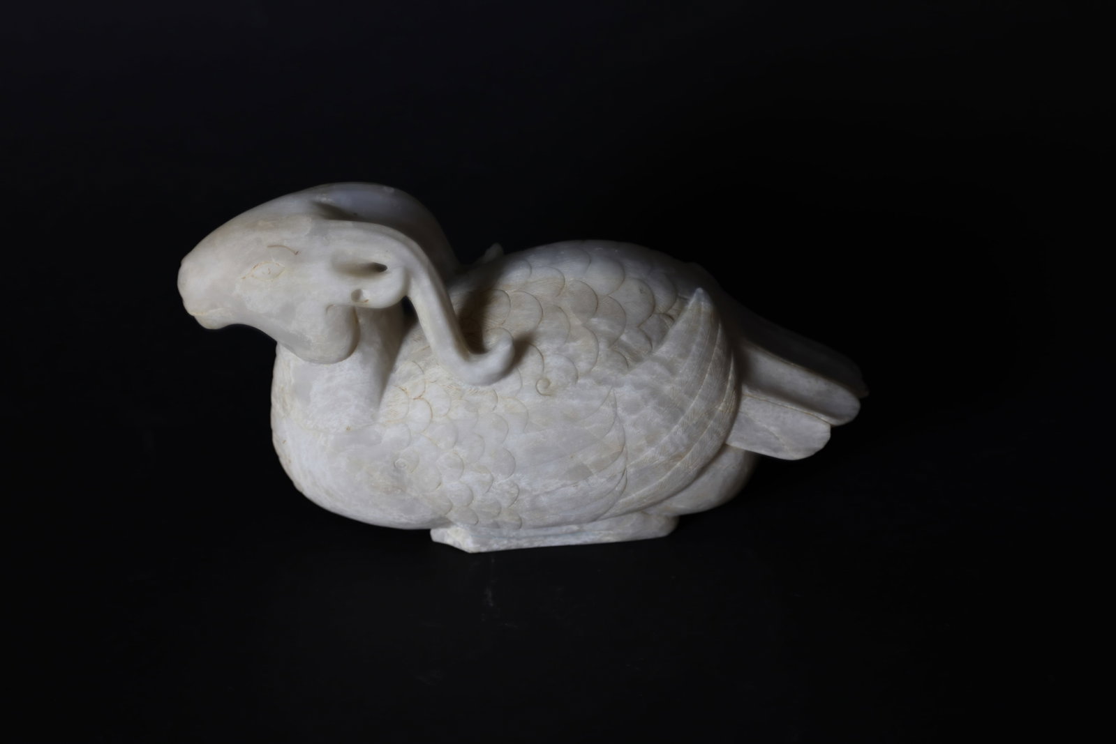 A Rare White Jade Carving of a Mythical Beast, Qing Dynasty (1 of 6)