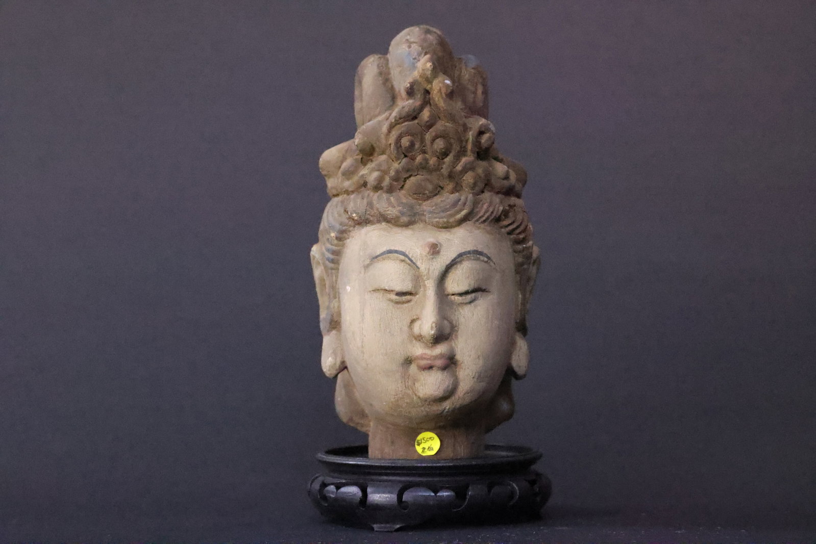 A Painted Wood Head of Guanyin, Qing Dynasty (1 of 7)