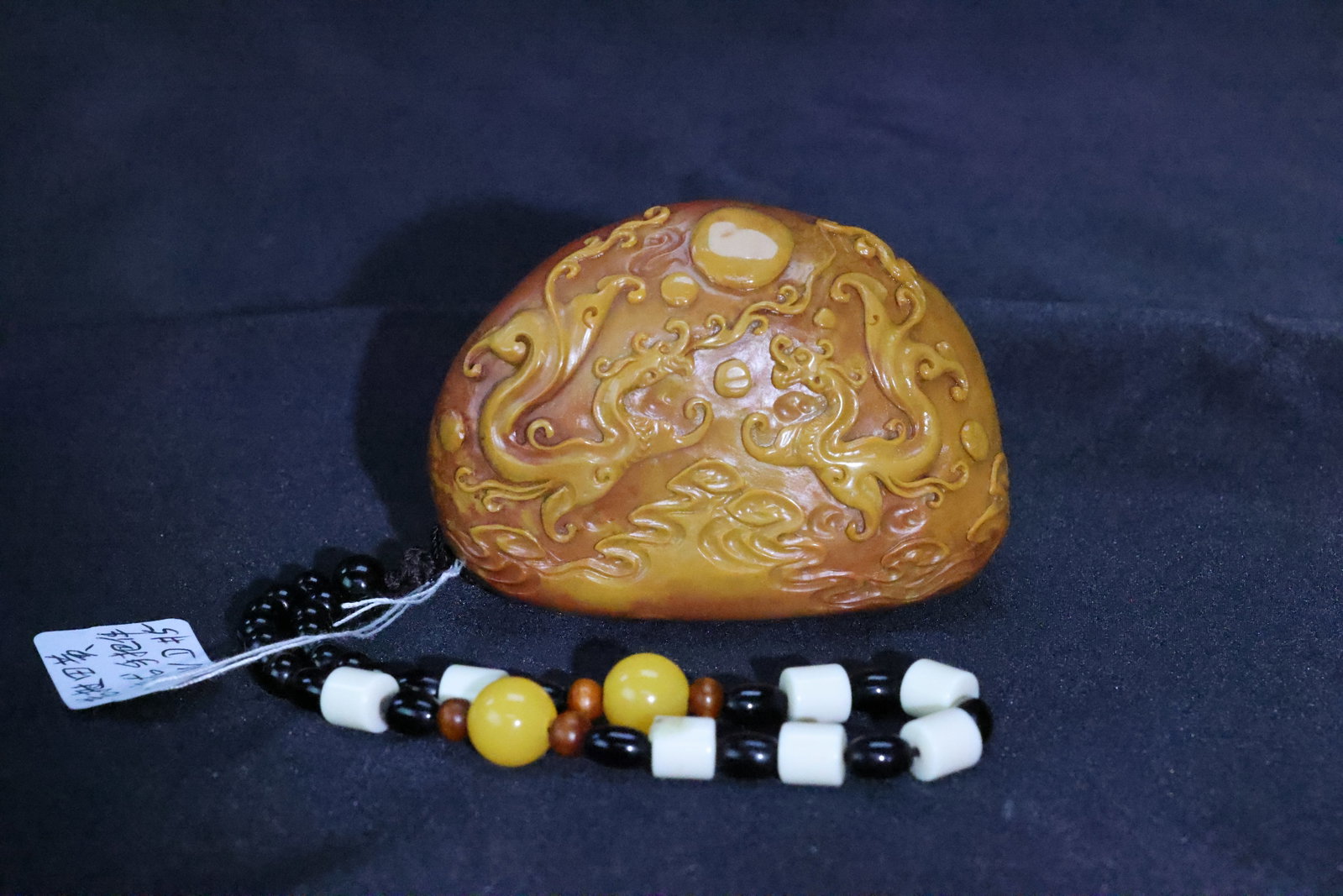 A Shoushan Stone 'Twin Chilong and Pearl' Carving (1 of 6)
