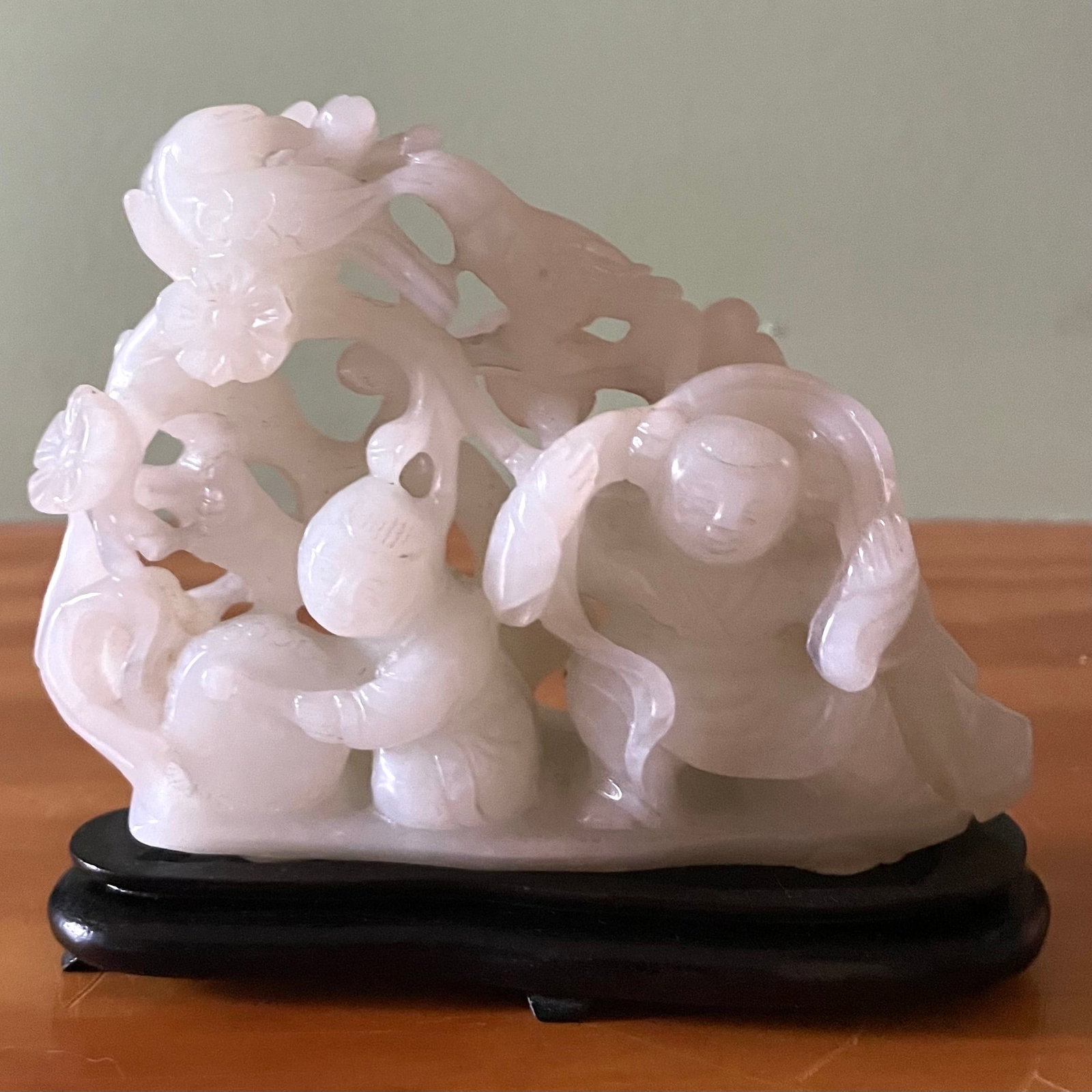 Modern Openwork Hetian White Jade "Hehe Erxian and Magpies Among Plum Blossoms" Mountain Ornament (1 of 5)