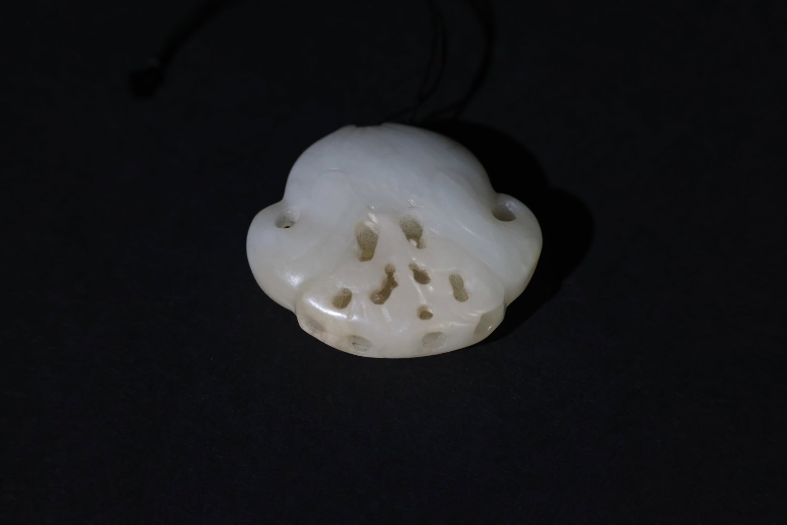 Carved White Jade Floral Pendant (1 of 4)