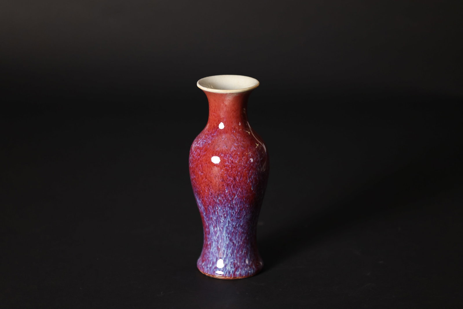 Late Qing Dynasty Flambé-Glazed Red-and-Blue Enamel Guanyin Bottle (1 of 6)
