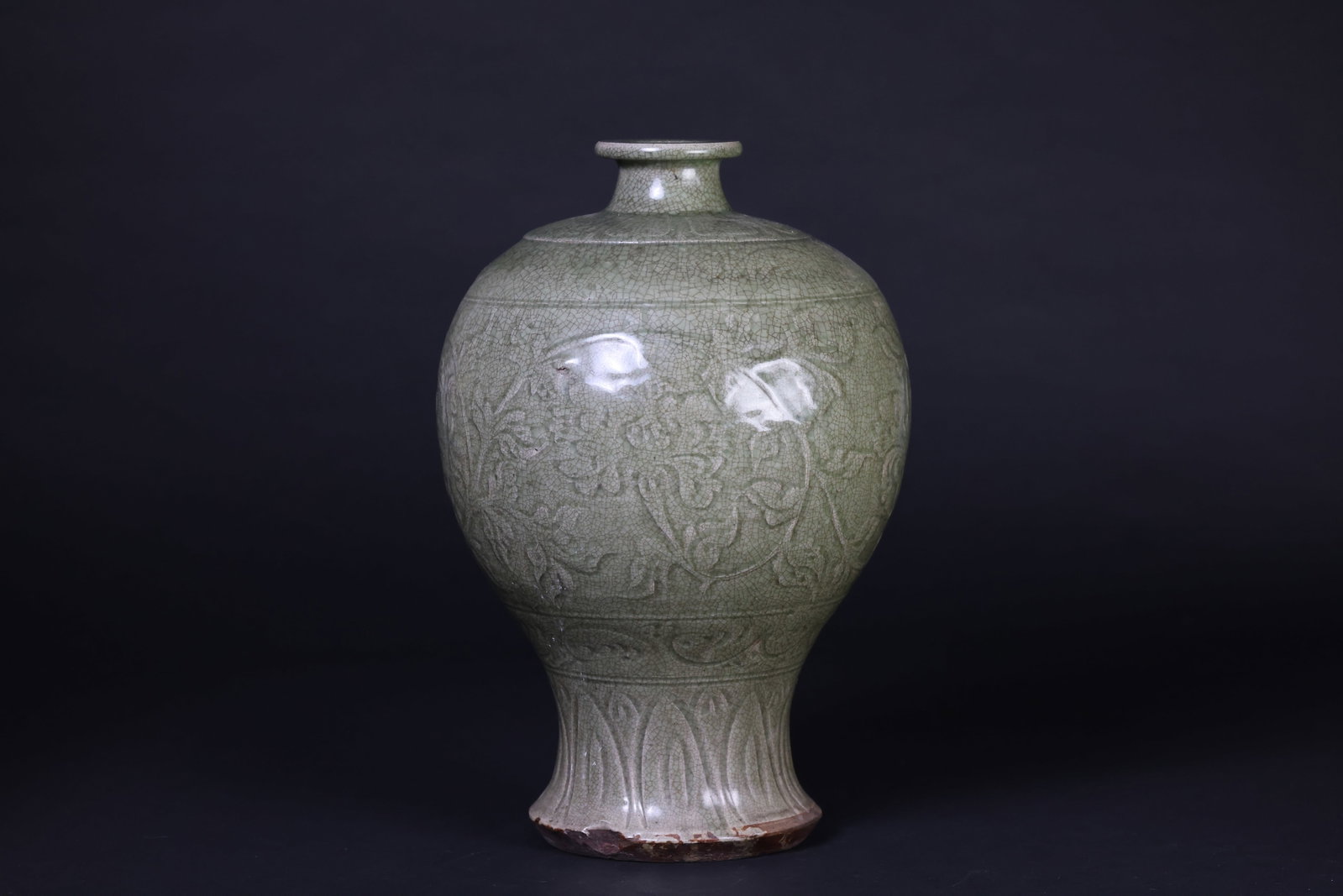 Late Ming Longquan Celadon Meiping Vase with Entwined Lotus-Scroll Decoration (1 of 10)