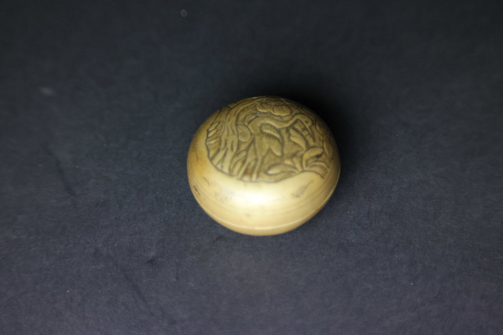 Republican Period Copper Rouge Box with Pine and Crane Motif
