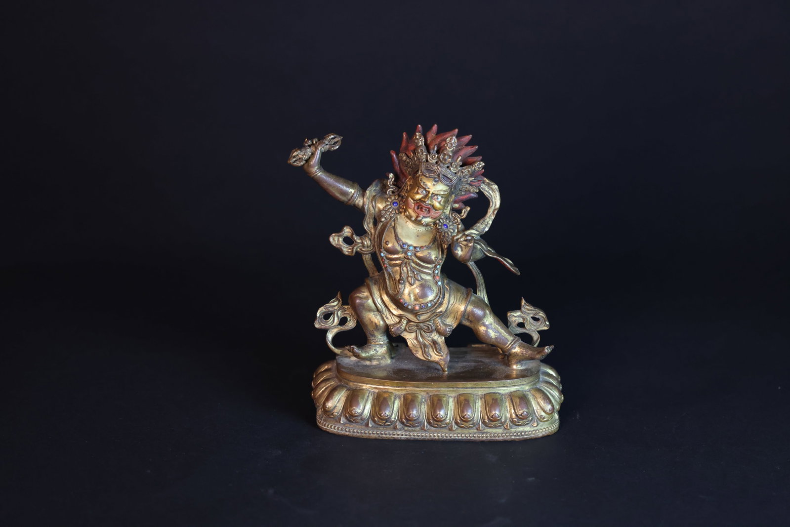Qing 17th C. Tibetan Gilt-Bronze Buddha with Vajra, Inscription (chipped), Original Base Seal (1 of 8)