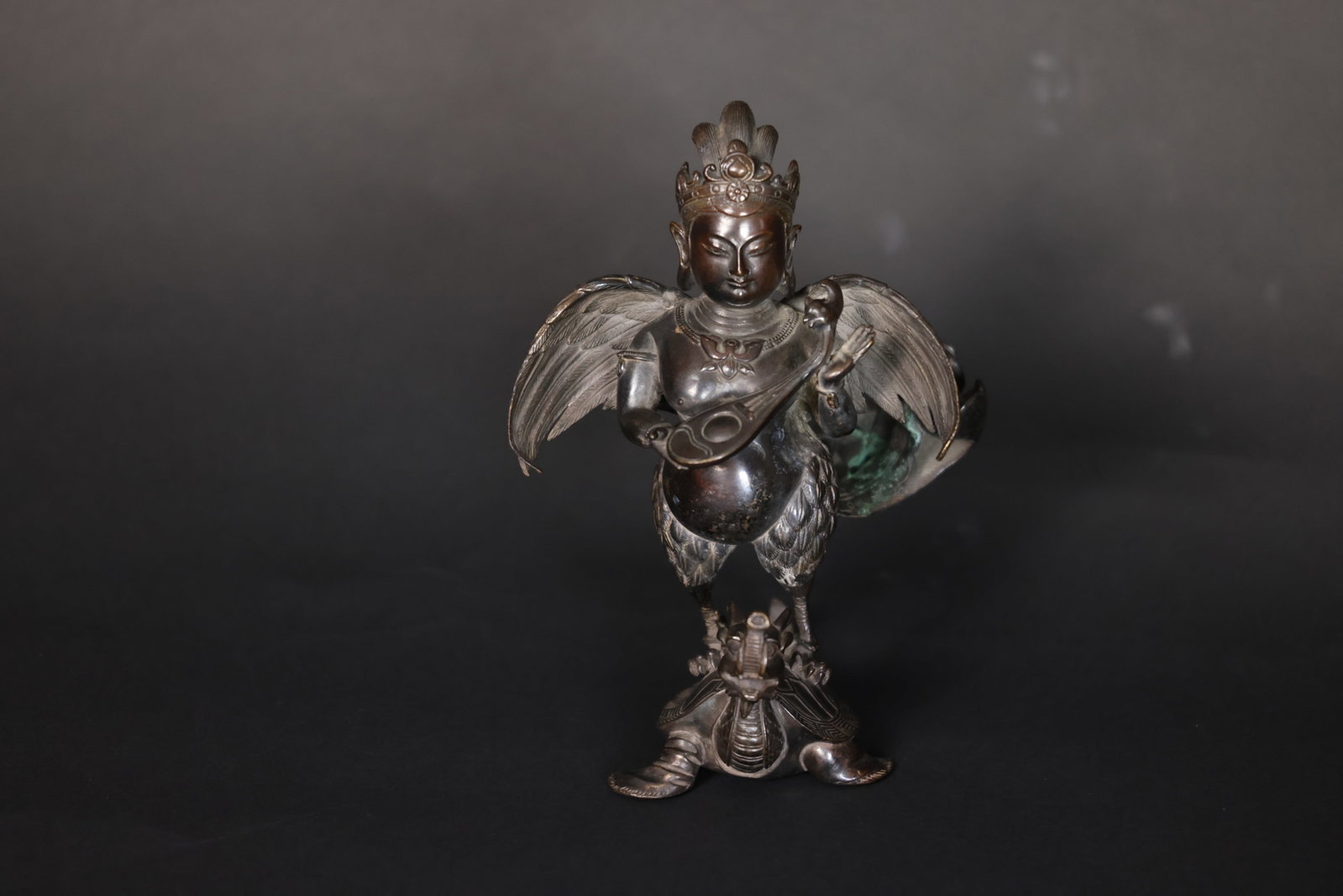 Republic of China Bronze Buddha with 'Miaoyin' Bird on Dragon-Head (1 of 8)