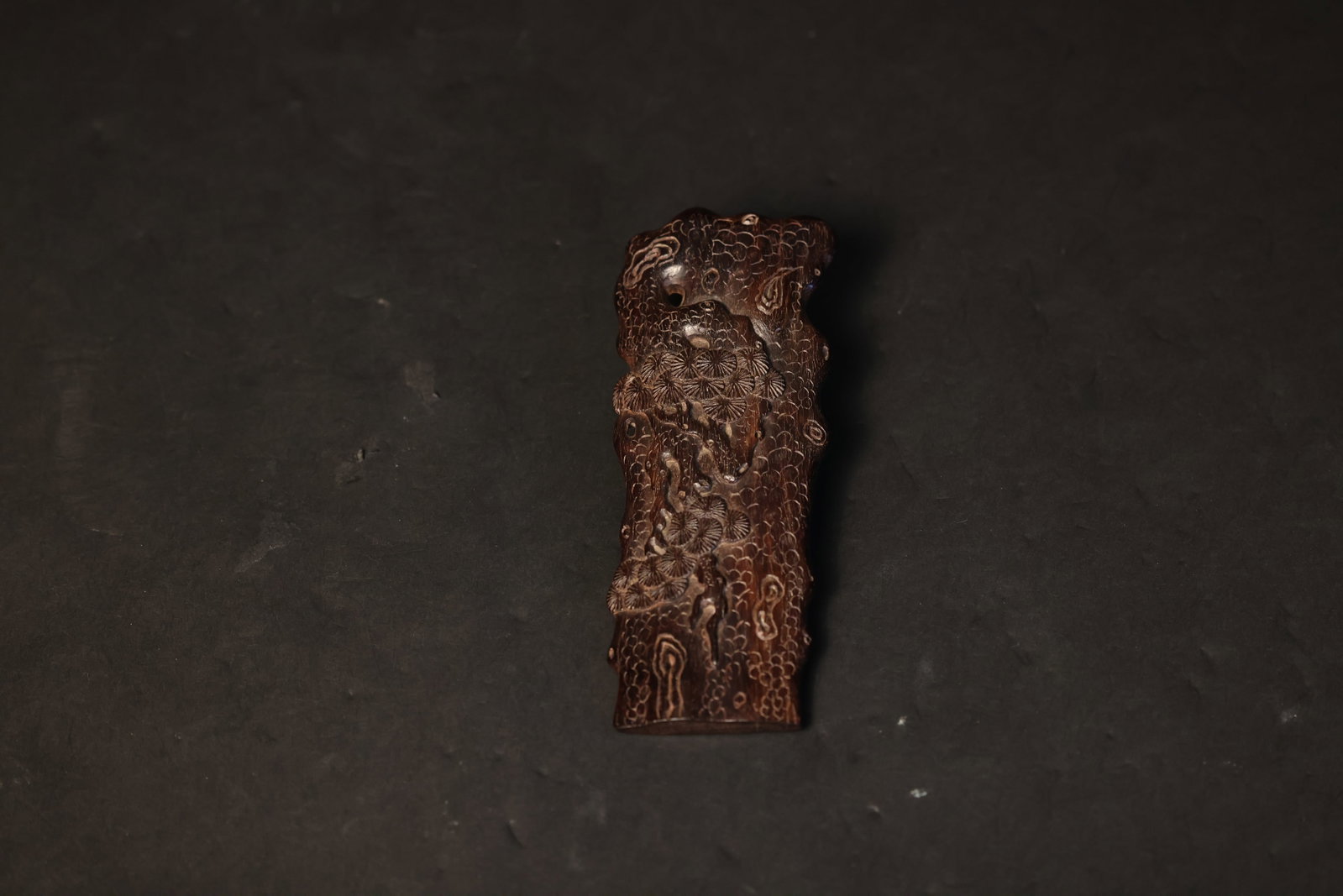 Chinese Zitan Wood Carved Pine-Tree Paperweight (1 of 9)