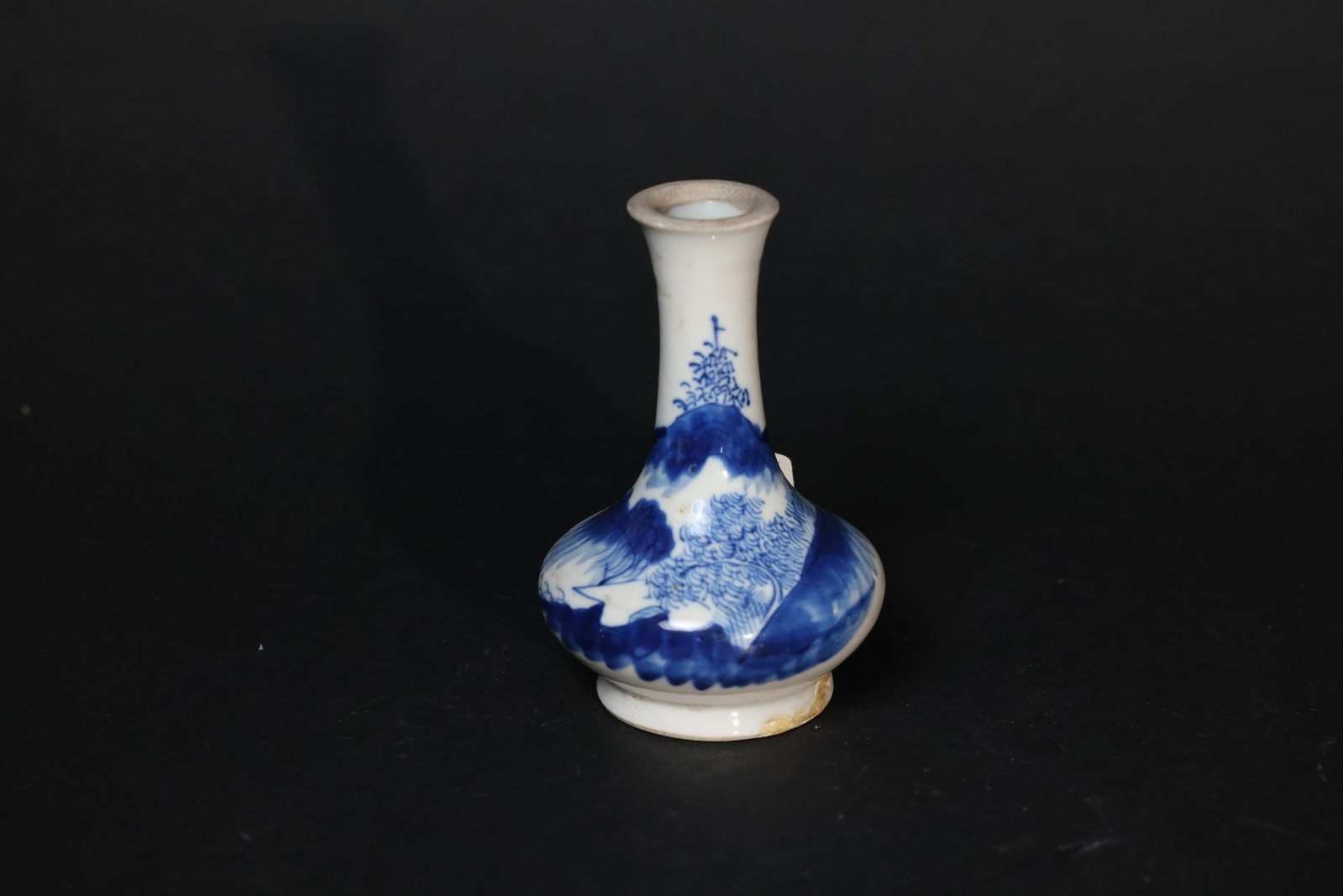 Chinese Blue and White Landscape 'Biqi' (Water-Chestnut) Small Bottle