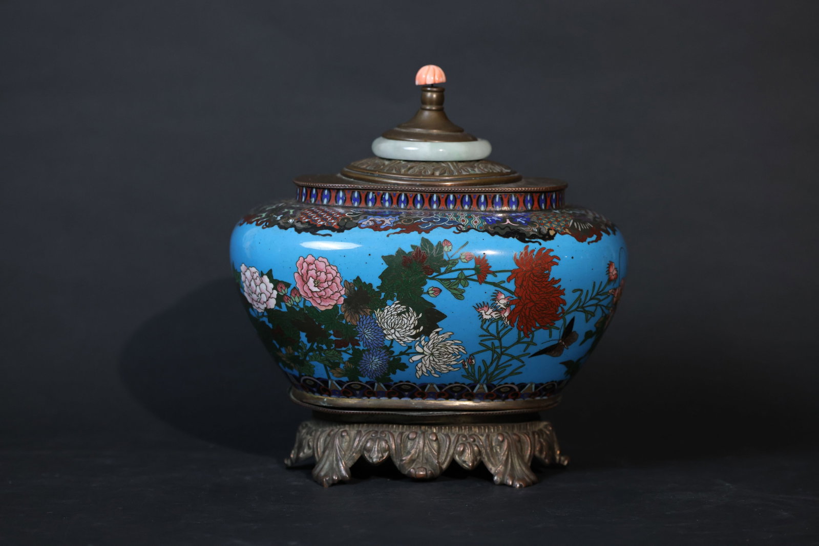 Chinese Cloisonné Enamel Covered Jar with Flower-and-Bird Decoration (1 of 10)