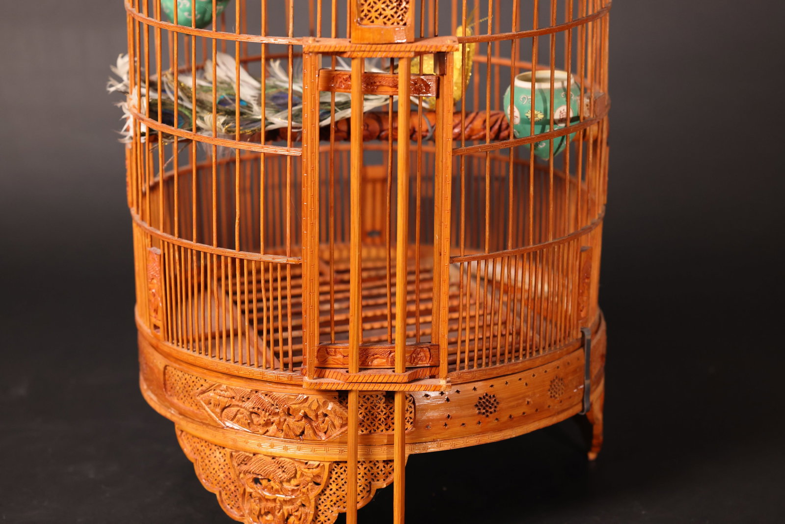 Large Carved Bamboo Birdcage - 11