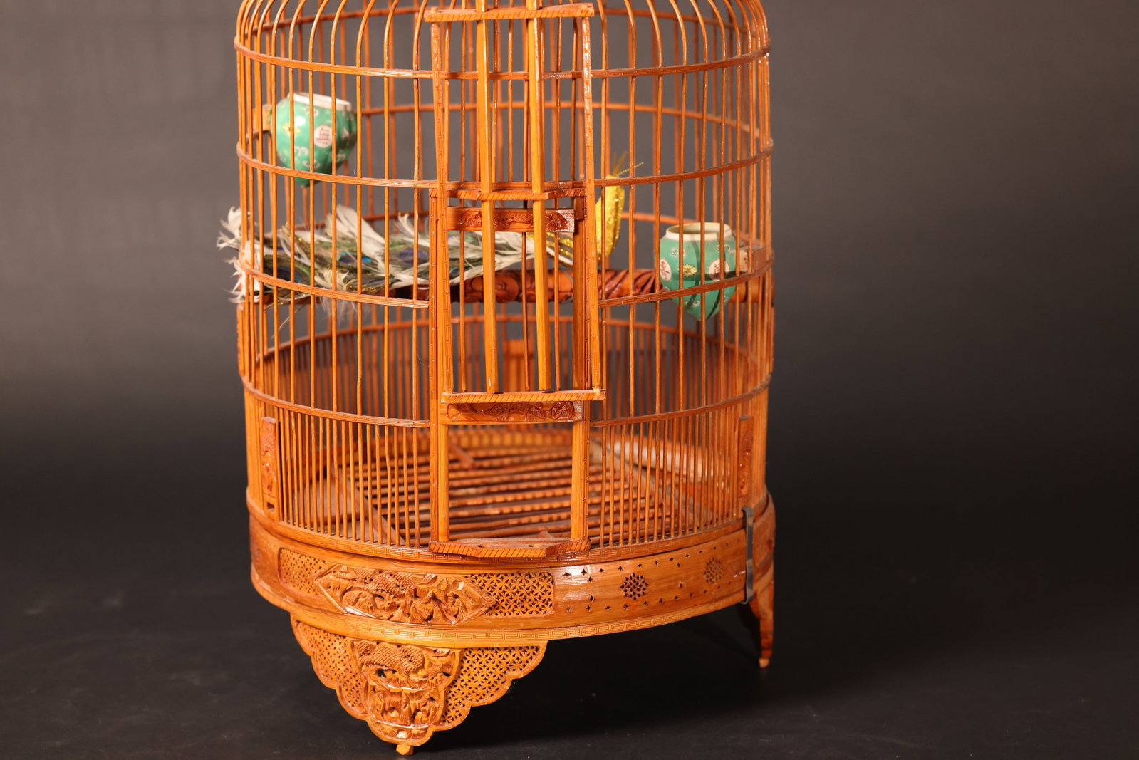 Large Carved Bamboo Birdcage - 12