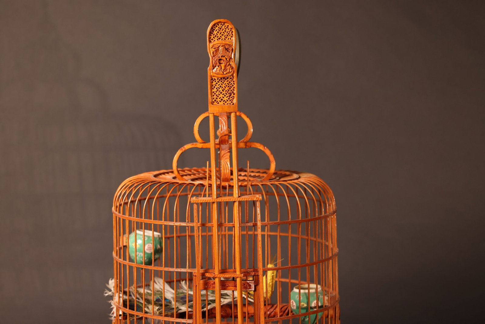 Large Carved Bamboo Birdcage - 13