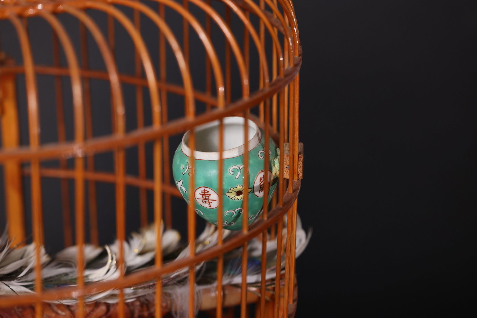 Large Carved Bamboo Birdcage - 2