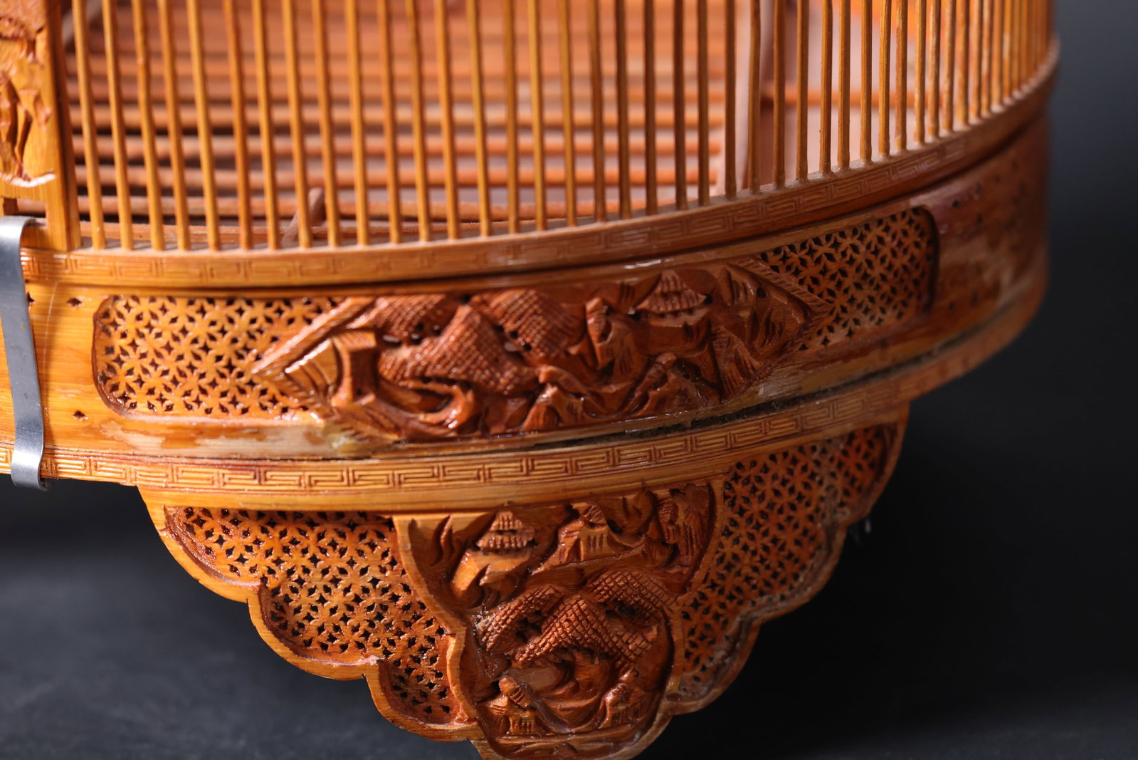 Large Carved Bamboo Birdcage - 6