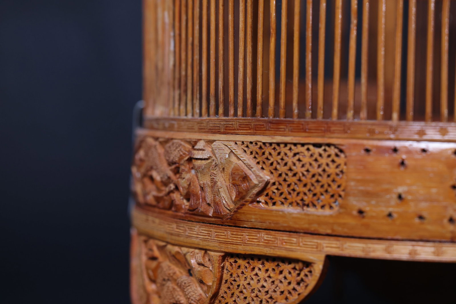 Large Carved Bamboo Birdcage - 8